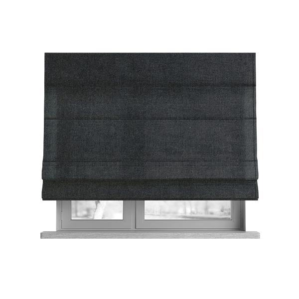 Samaya Cotton Velvet Soft Pastel Coloured Fabric In Grey Black - Roman Blinds