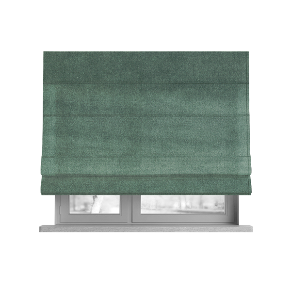 Samaya Cotton Velvet Soft Pastel Coloured Fabric In Green - Roman Blinds