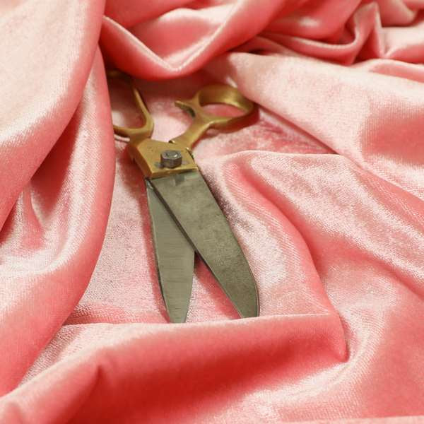 Savoy Lustrous Plain Velvet Upholstery Fabrics In Pink Colour - Roman Blinds