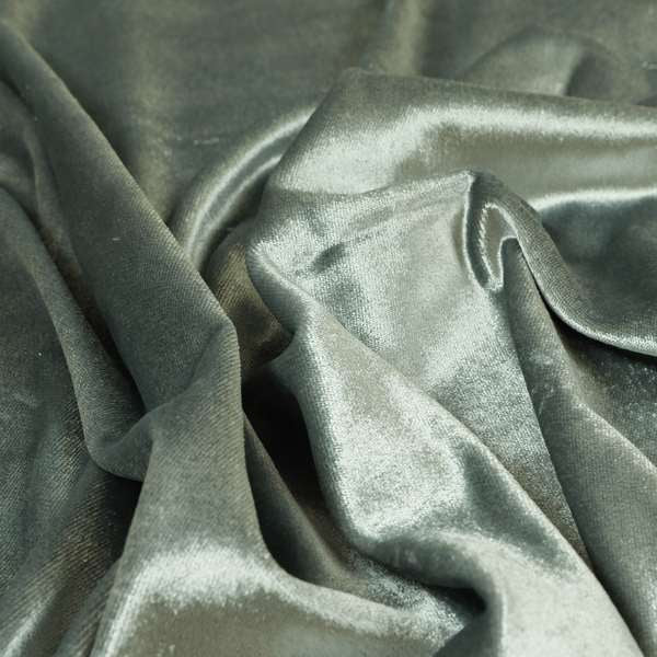 Savoy Lustrous Plain Velvet Upholstery Fabrics In Silver Colour - Roman Blinds