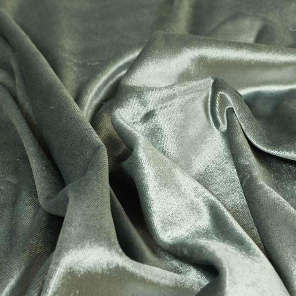 Savoy Lustrous Plain Velvet Upholstery Fabrics In Silver Colour