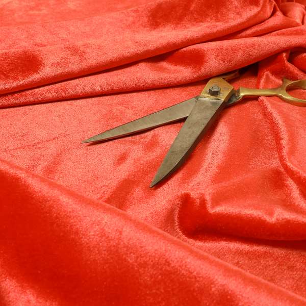 Savoy Lustrous Plain Velvet Upholstery Fabrics In Tangerine Orange Colour - Made To Measure Curtains