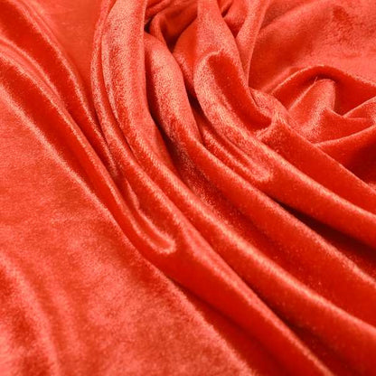 Savoy Lustrous Plain Velvet Upholstery Fabrics In Tangerine Orange Colour - Roman Blinds