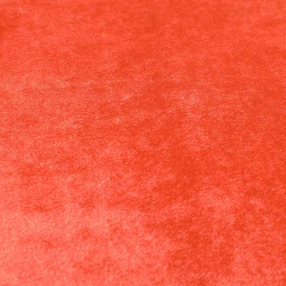 Savoy Lustrous Plain Velvet Upholstery Fabrics In Tangerine Orange Colour