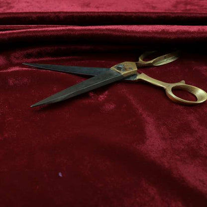 Savoy Lustrous Plain Velvet Upholstery Fabrics In Burgundy Red Colour - Roman Blinds