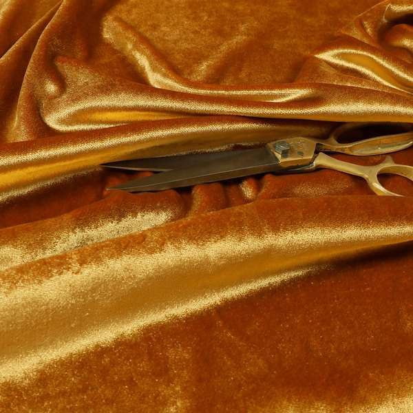Savoy Lustrous Plain Velvet Upholstery Fabrics In Gold Colour - Roman Blinds