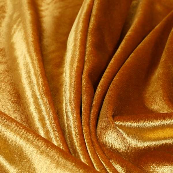 Savoy Lustrous Plain Velvet Upholstery Fabrics In Gold Colour - Roman Blinds