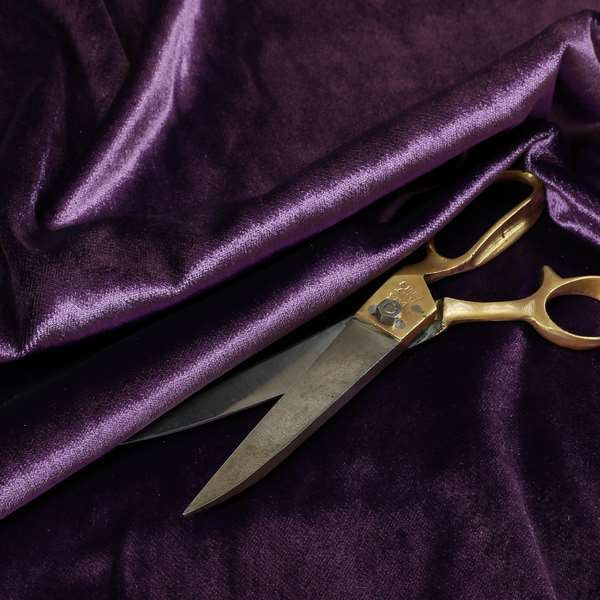 Savoy Lustrous Plain Velvet Upholstery Fabrics In Violet Purple Colour - Roman Blinds