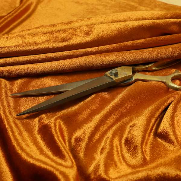 Savoy Lustrous Plain Velvet Upholstery Fabrics In Rust Orange Colour - Made To Measure Curtains