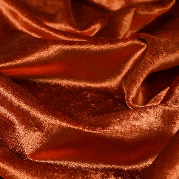 Savoy Lustrous Plain Velvet Upholstery Fabrics In Fire Orange Colour