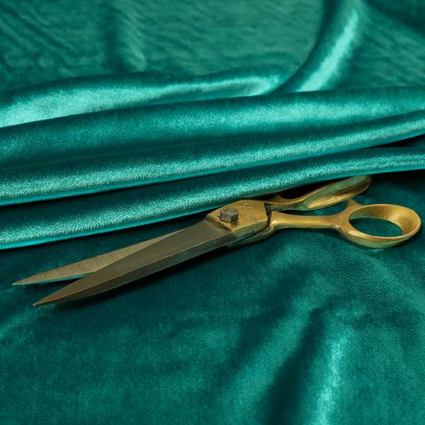 Savoy Lustrous Plain Velvet Upholstery Fabrics In Teal Blue Colour - Roman Blinds