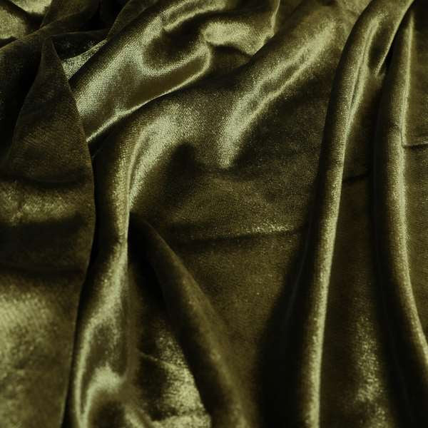 Savoy Lustrous Plain Velvet Upholstery Fabrics In Moss Green Colour - Roman Blinds