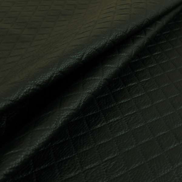 Scotch Diamond Quilted Textured Black Colour Faux Leather Upholstery Fabric