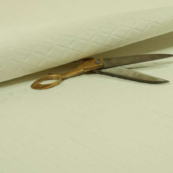 Scotch Diamond Quilted Textured White Colour Faux Leather Upholstery Fabric