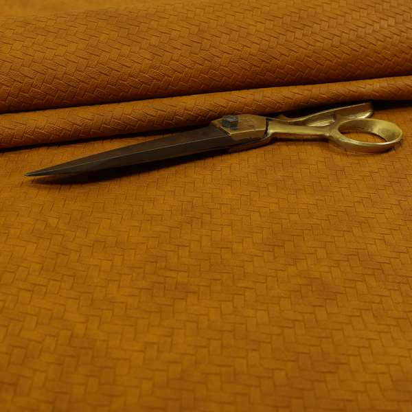 Selvaggio Basket Weave Semi Plain Pattern Faux Leather Upholstery Vinyl In Tan Colour