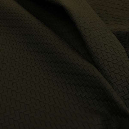Selvaggio Basket Weave Semi Plain Pattern Faux Leather Upholstery Vinyl In Black Colour
