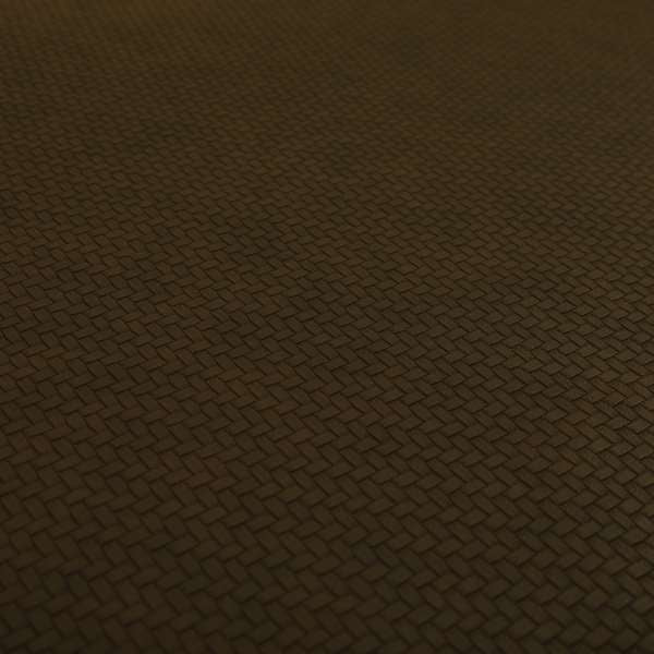 Selvaggio Basket Weave Semi Plain Pattern Faux Leather Upholstery Vinyl In Brown Colour