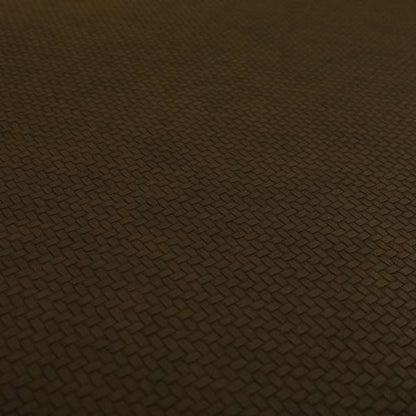 Selvaggio Basket Weave Semi Plain Pattern Faux Leather Upholstery Vinyl In Brown Colour