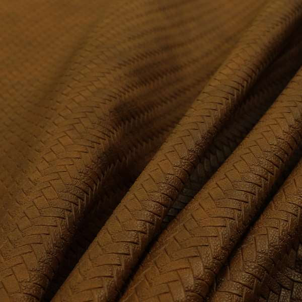 Selvaggio Basket Weave Semi Plain Pattern Faux Leather Upholstery Vinyl In Mocha Colour