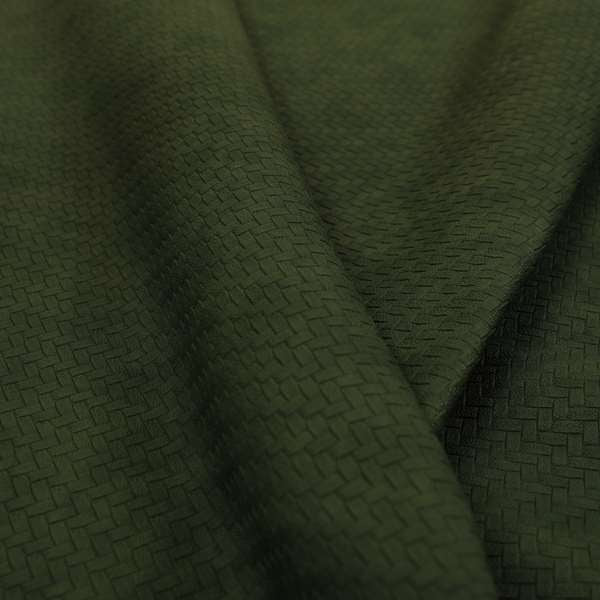 Selvaggio Basket Weave Semi Plain Pattern Faux Leather Upholstery Vinyl In Green Colour