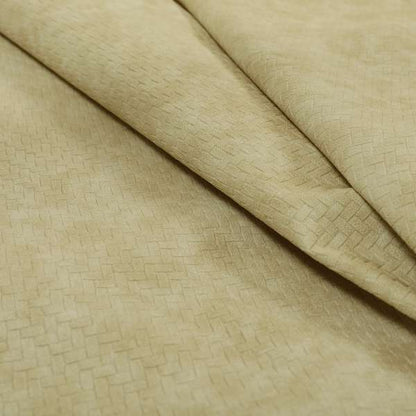 Selvaggio Basket Weave Semi Plain Pattern Faux Leather Upholstery Vinyl In Beige Colour