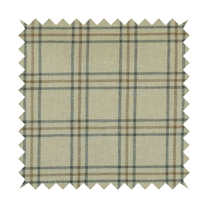 Shaldon Woven Tartan Pattern Upholstery Fabric In Cream Background With Grey - Handmade Cushions