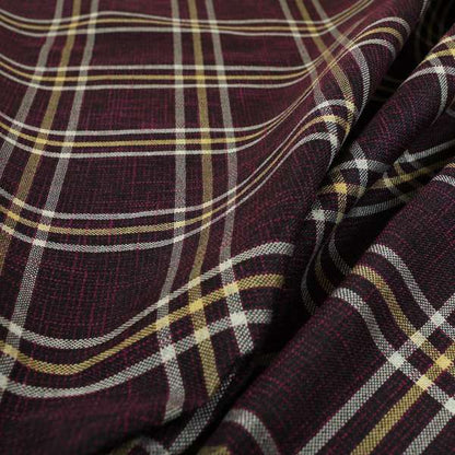 Shaldon Woven Tartan Pattern Upholstery Fabric In Purple Background With Yellow - Handmade Cushions