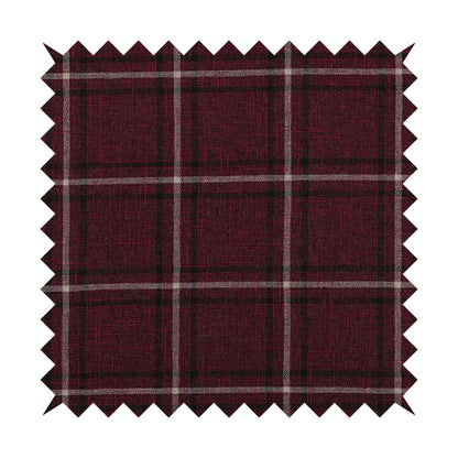 Shaldon Woven Tartan Pattern Upholstery Fabric In Deep Purple Background With Black - Made To Measure Curtains