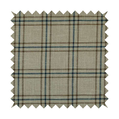 Shaldon Woven Tartan Pattern Upholstery Fabric In Beige Background With Brown - Roman Blinds