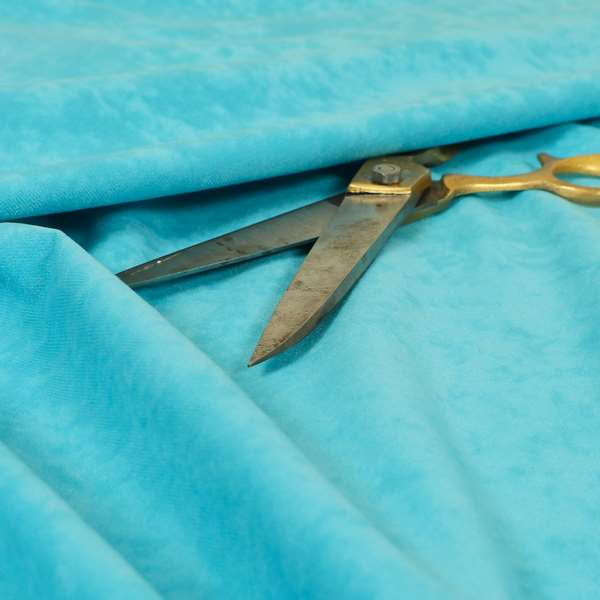 Sicily Soft Lightweight Low Pile Velvet Upholstery Fabric In Light Blue Teal Colour - Roman Blinds