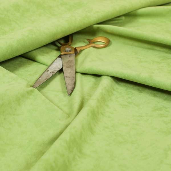 Sicily Soft Lightweight Low Pile Velvet Upholstery Fabric In Lime Green Colour - Roman Blinds