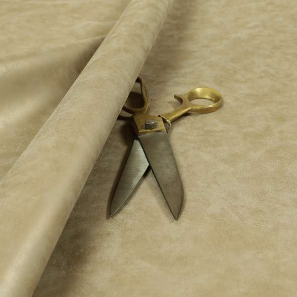 Sienna Faux Nubuck Platinum Golden Colour Leather Soft Semi Sueded Finish Upholstery Fabric