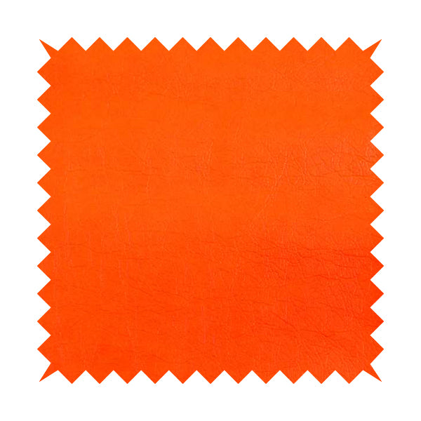 Sierra Grain Effect Vinyl Faux Leather Fluorescent Orange Colour Upholstery Leatherette Fabric
