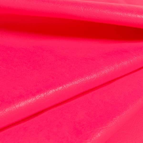 Sierra Grain Effect Vinyl Faux Leather Fluorescent Pink Colour Upholstery Leatherette Fabric