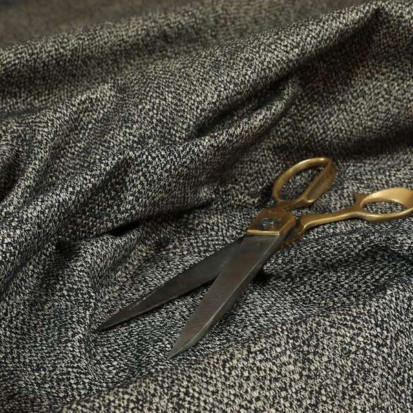 Simbai Plain Woven Jacquard Textured Chenille Furnishing Fabric In Black Colour