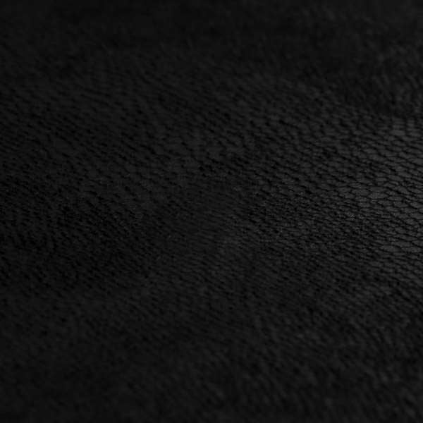 Snake Pattern Faux Suede Fabric In Black Colour