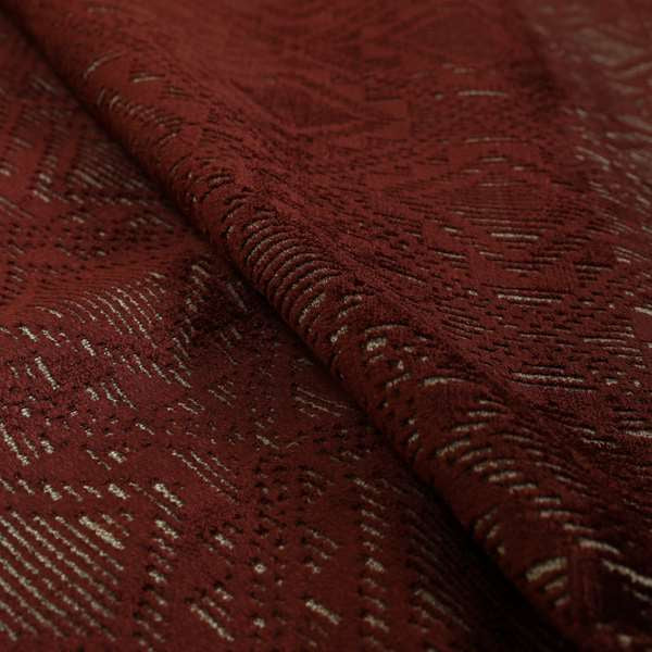 Sorata Velvet Textured Heavyweight Pattern Red Burgundy Colour Velvet Upholstery Furnishing Fabric - Made To Measure Curtains