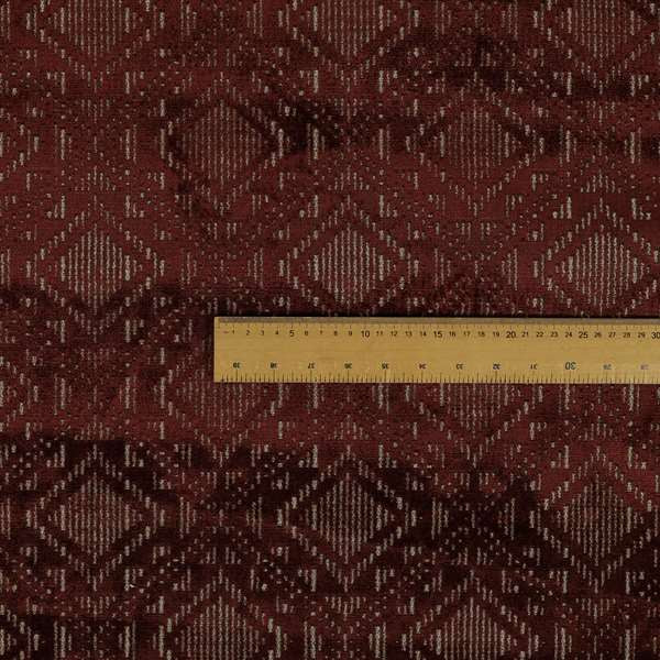 Sorata Velvet Textured Heavyweight Pattern Red Burgundy Colour Velvet Upholstery Furnishing Fabric - Handmade Cushions