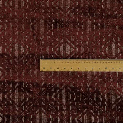 Sorata Velvet Textured Heavyweight Pattern Red Burgundy Colour Velvet Upholstery Furnishing Fabric - Made To Measure Curtains