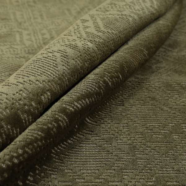 Sorata Velvet Textured Heavyweight Pattern Army Green Colour Velvet Upholstery Furnishing Fabric - Roman Blinds