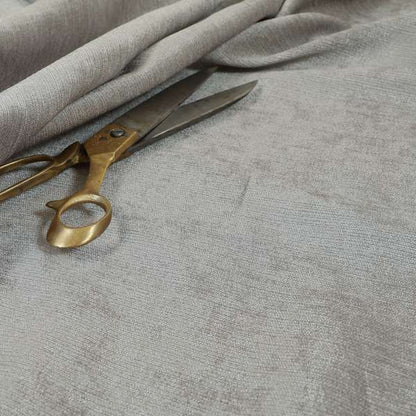 Sorento Luxurious Soft Low Pile Chenille Fabric Silver Colour Upholstery Fabrics