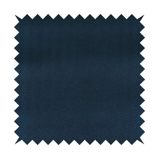 Stealth Herringbone Pattern Semi Plain Faux Leather In Navy Blue Colour Upholstery Fabric