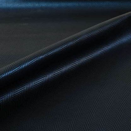 Stealth Herringbone Pattern Semi Plain Faux Leather In Navy Blue Colour Upholstery Fabric