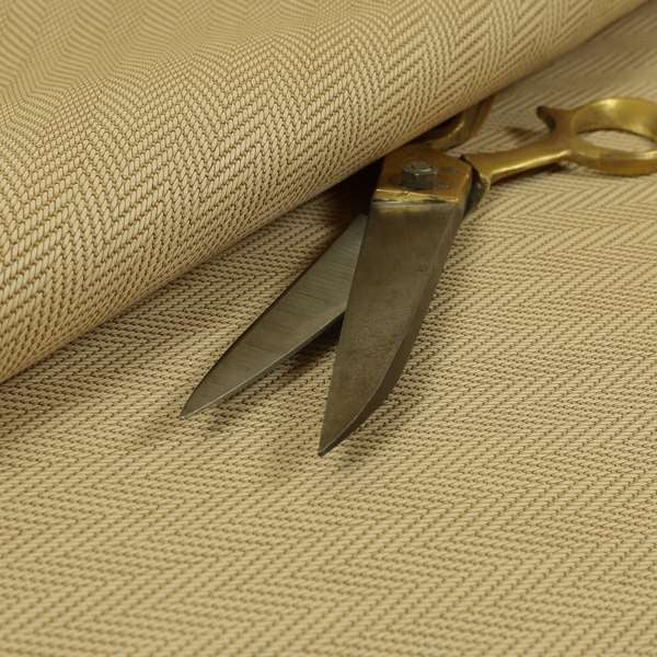 Stealth Herringbone Pattern Semi Plain Faux Leather In Cream Colour Upholstery Fabric