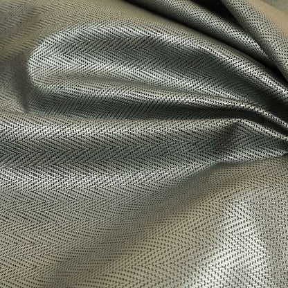 Stealth Herringbone Pattern Semi Plain Faux Leather In Silver Grey Colour Upholstery Fabric