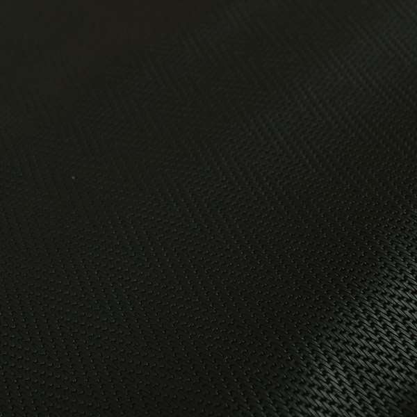 Stealth Herringbone Pattern Semi Plain Faux Leather In Black Colour Upholstery Fabric