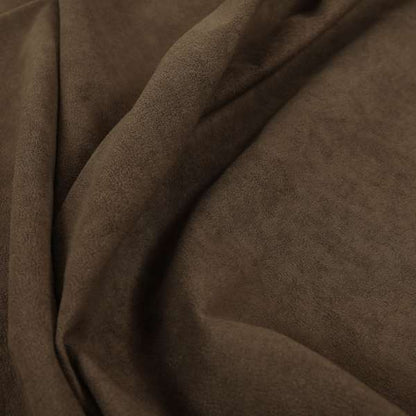 Suez Soft Moleskin Grain Textured Velvet Brown Upholstery Fabric - Made To Measure Curtains