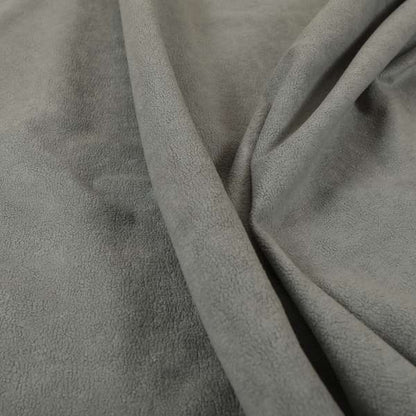 Suez Soft Moleskin Grain Textured Velvet Grey Upholstery Fabric - Roman Blinds