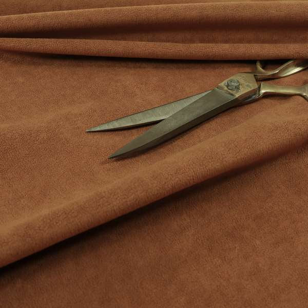 Suez Soft Moleskin Grain Textured Velvet Orange Upholstery Fabric - Roman Blinds