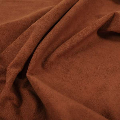 Suez Soft Moleskin Grain Textured Velvet Rust Orange Upholstery Fabric - Roman Blinds